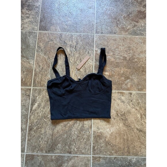 Skims Cotton Rib Picot Cropped Cami Soot Size Medium - Picture 4 of 12